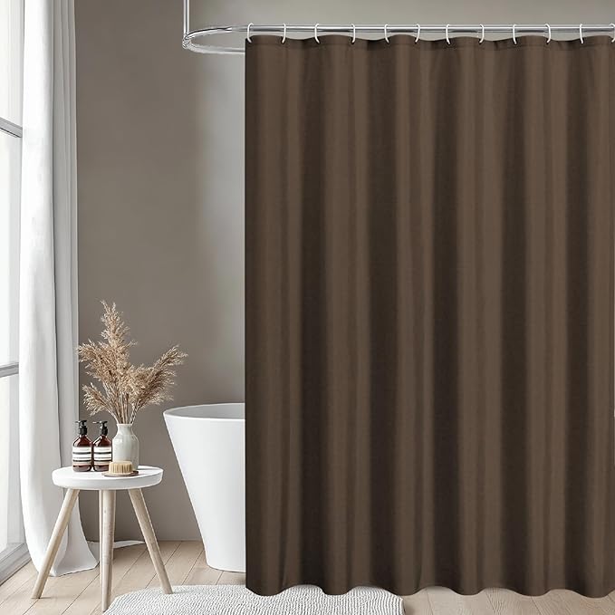 Waterproof Fabric Shower Curtain,No Liner Needed,72x72,Brown | 2-in-1 Design,Linen Textured,100% Waterproof TPU-Laminated Backing,Magnetic Weighted,Machine Washable,For Bathroom,Hotel