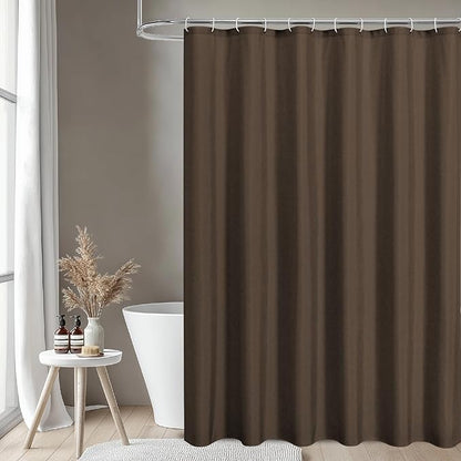 Waterproof Fabric Shower Curtain,No Liner Needed,72x72,Brown | 2-in-1 Design,Linen Textured,100% Waterproof TPU-Laminated Backing,Magnetic Weighted,Machine Washable,For Bathroom,Hotel