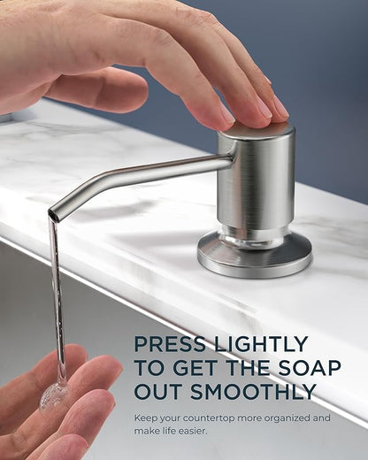 FORIOUS Kitchen Faucet with Soap Dispenser, Brushed Nickel, Single Handle Stainless Steel Transitional Sink Faucet with Pull Down Sprayer 1 or 3 Hole, Suitable for Farmhouse Laundry Camper RV Bar