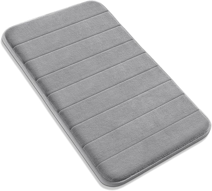 Yimobra Large Bath Mat 36"x24", Super Soft Quick Dry Memory Foam Bathroom Rug, Water Absorbent, Non Slip Backing Machine Washable for Tub Shower, Thick Comfort Support, Gray