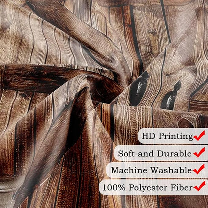 Rustic Barn Door Shower Curtain Set for Bathroom, Farmhouse Western Bathroom Decor Curtains, Vintage Countryside Brown Wood Board Waterproof Fabric Bath Curtains with Hooks 70 x72 inch