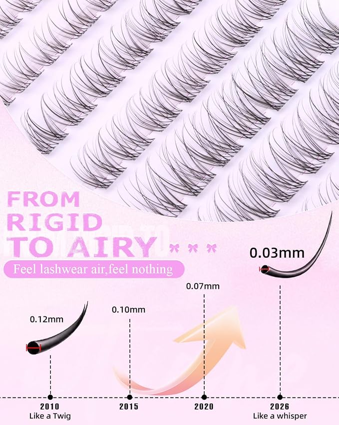 Natural Lash Clusters Wispy Eyelash Clusters Lashes DIY 8-14mm Venus Lash Extensions with 6mm Bottom Lash Clusters Invisible Band Lashes Short Cluster Eyelash Extensions Natural Look