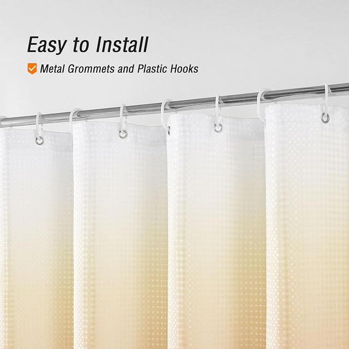 Orange Ombre Fabric Shower Curtain for Bath Decor, 72 x 72 | Orange Gradient Fabric Shower Curtain, Cloth-Textured Bathroom Curtains Shower Set, Water Repellent and Machine Washable