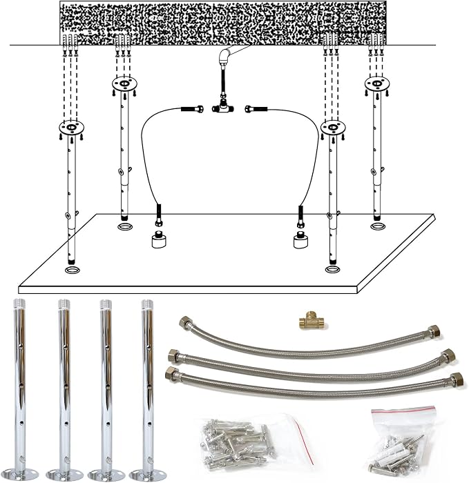 Ceiling Mount Rectangle Rainfall Shower Head, 16x32inch Luxury High Pressure Rain Showerhead with Silicone Nozzles Full Body Fixed Showerheads For Modern Bathroom, Chrome Finish