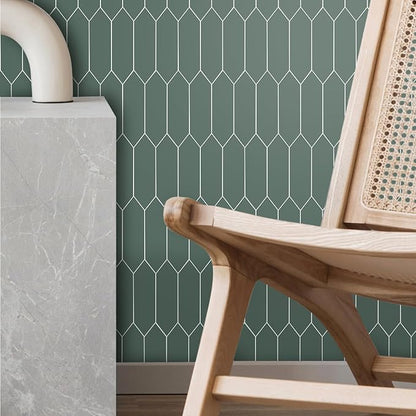 Peel and Stick Olive Long Hexagon Tile| Elongated Hexagon Self Adhesive Mosaic Wall Tiles| Stick On Kitchen Backsplash Wall Tiles|6-Sheet
