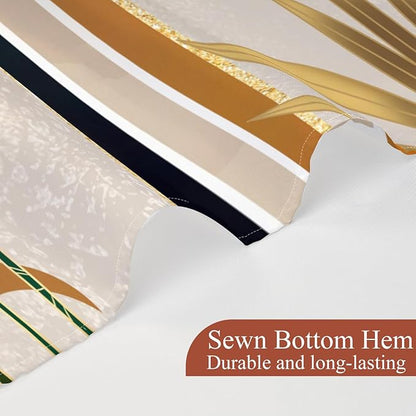 Green Brown Boho Shower Curtain Mid Century Abstract Plant Tropical Leaves Bath Curtain Modern Minimalist Geometric Arch Bath Decor Waterproof Polyester Fabric with Hooks 72x84 inch