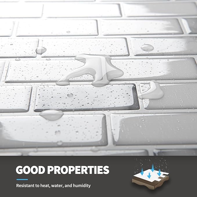 Art3d 10-Pack Peel and Stick Stone Backsplash Tile, 12" x 12", White Marble | Strong Adhesion, Lightweight, Cuttable, Waterproof, Fadeless, Crack Resistant, for Kitchen, Bedroom, Ideal for Recently Moved