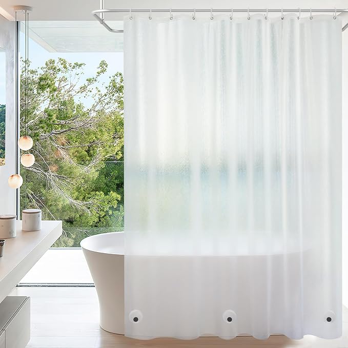 Seenus Waterproof Frosted Shower Curtain Liner Extra Long 72 x 80 Inch, Bpa-Free EVA Shower Liner with 3 Extra-Large Magnets, Tall Bathroom 3D Silk Plastic Shower Curtain Translucent for Privacy