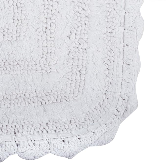 DII Crochet Collection Reversible Bath Mat, Square, 24x24, White