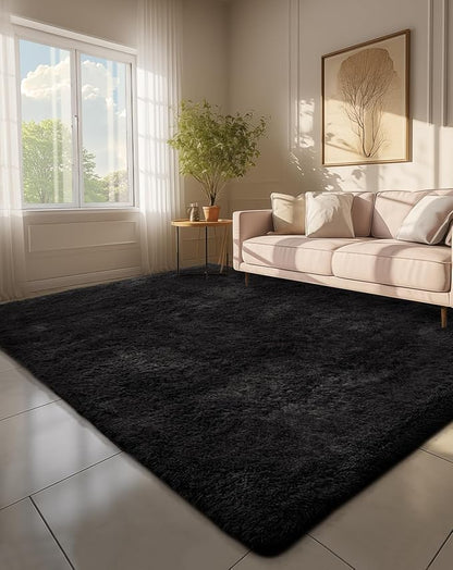 Ophanie 6x9 Black Rugs for Living Room, Large Fluffy Shag Fuzzy Plush Soft Area Rug, Floor Shaggy Carpets for Bedroom, Carpet for Kids Boys Girls Dorm Nursery Decor with Over 99 pcs Pile fibers