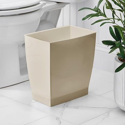 iDesign Small Plastic Bathroom Trash Can, Brown | Slim Rectangle, For Bedroom, For Office, For Dorm