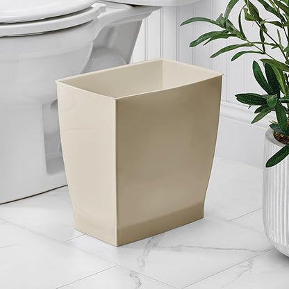 iDesign Small Plastic Bathroom Trash Can, Slim Rectangle Garbage Bin, 4-Pack, Brown | Bedroom, Office, Dorm