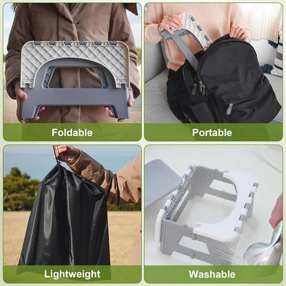 Wanheart Portable Toilet for Adults, Folding Camping Toilet with Lid & Solidifier, Emergency Seat for Limited Mobility, Compact Potty for Home, RV & Travel, Anti-Slip Design (Brown)