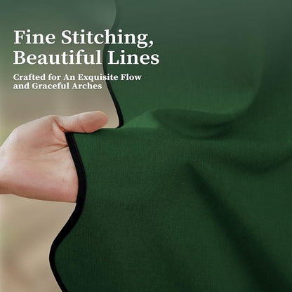 BTTN Extra Long Shower Curtain, 72x84 Scalloped Linen Textured Cloth Shower Curtain Set with 12 Hooks, Tall Emerald Boho Elegant Decorative Waterproof Fabric Shower Curtains for Bathroom, Dark Green