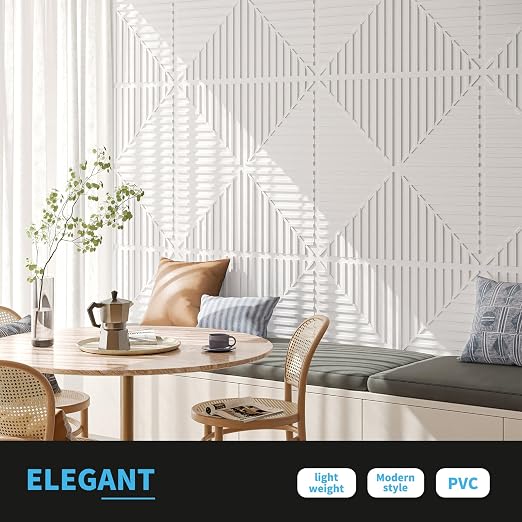 Art3d 12-Pack 2 x 2 ft 3D Textured Drop Ceiling Tiles, 24 x 24 in, White | PVC, Lightweight, No Sag and Breakage, Compatible with Grid System, Perfect for Basement, Kitchen & Bathroom
