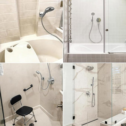 G-Promise Metal Handheld Shower Head Holder, No-Drill Install (Chrome) | Adhesive or Drilled Installation, Wide Adjustment Range Fits All Family Heights, Firmly Secure Showerhead, Easy to Install