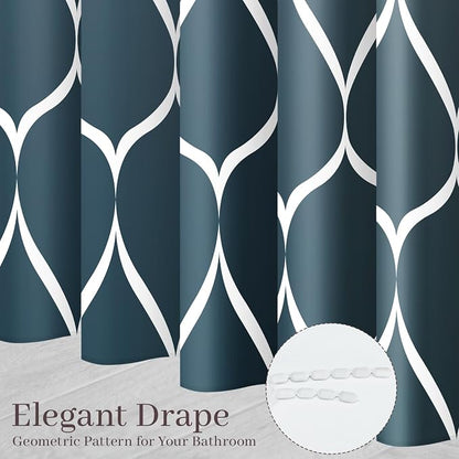 Gelbchu Geometric Shower Curtain for Bathroom, Ombre Aegean Blue, 72x72 | with Hooks, Premium Polyester, Quick Dry, Water Repellent, Machine Washable, Rustproof Grommets, Modern Minimalist