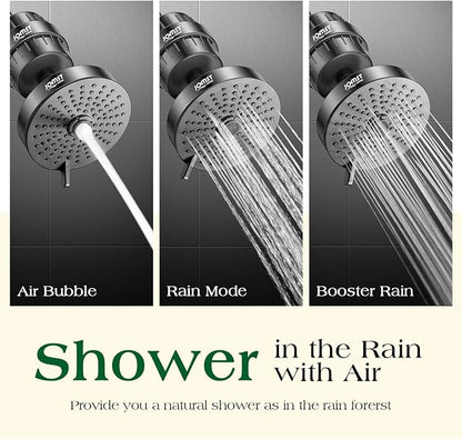 Filtered Shower Head COMBO – for Healthier Skin & Hair | 3 Mode High Pressure Shower Heads with 25-Stage Filtration | Removes 99.947% Chlorine & Heavy Metals | Shower Head with Filters - Black