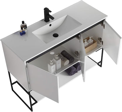 48 Inch Bathroom Vanity with Sink - Modern Knob Free Design, Elegant Space-Saving Solution for Your Bathroom - Durable, Bathroom Vanities for a Contemporary Look - Urbania Collection
