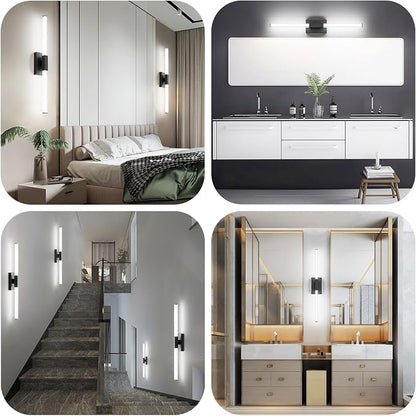 Ralbay 32inch Black Vanity Light for Bathroom Lighting Bar 28W Modern LED Vanity Lights Matte Black Bathroom Wall Mounted Light Fixtures Over Mirror(5500K White Light)