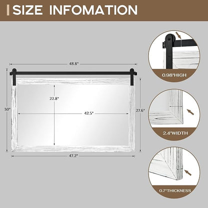 COGOOD Farmhouse Bathroom Mirrors for Over Sink - 30 x 49 White | Rustic Barn Door Wood Framed Vanity Mirror for Entryway, Living Room, Bedroom, Dresser Wall Decor
