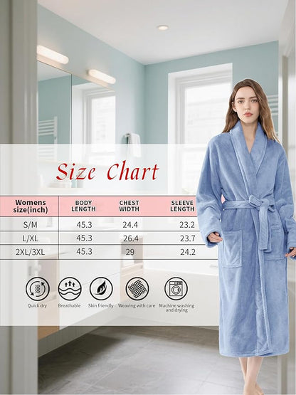 Soft Robe For Women，Warm Plush Bath Robes Female，Spa Towel After Shower Lightweight Long Bathrobe