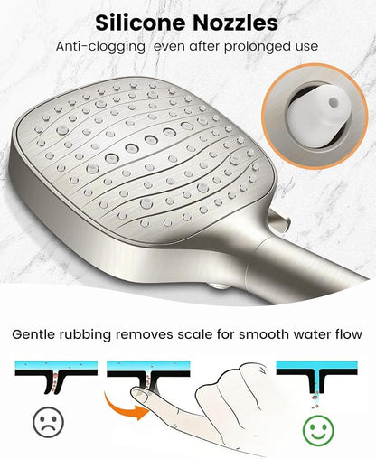 Filtered Shower Head with Handheld, High Pressure 7 Mode Handheld Shower Head with Hose and Filters for Hard Water, Built-in Power Wash to Clean Tub, Remove Chlorine - Reduce Dry Itchy Skin