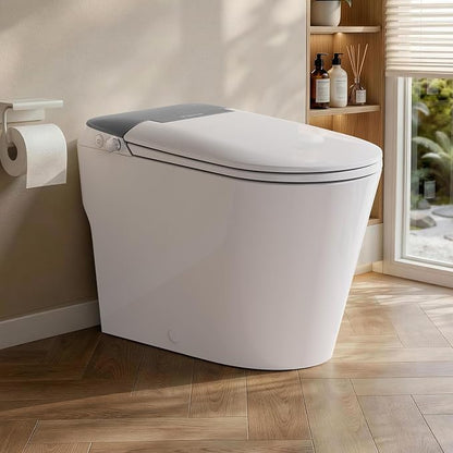 Non-Electric Bidet Toilet, One Piece Elongated Smart Toilet with Air Pressure-Assisted Flush, ADA Comfort Height, Foot Kick & Side Button Flush, 1.0 GPF, 12" Rough-In