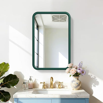 Casaphoria 30" H x 20" W Bathroom Medicine Cabinet with Mirror, Metal Frame Wall Medicine Cabinets Mirrors, Wall Mirror Cabinet, Green