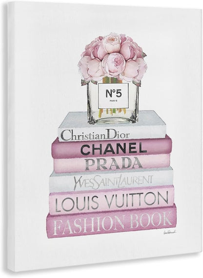 Soft Pink Rose Bookstack Floral, 36 x 48 Inch Canvas Wall Art | Stupell Industries · By Amanda Greenwood · Ready to hang · Elegant gift for home decor · Made in USA