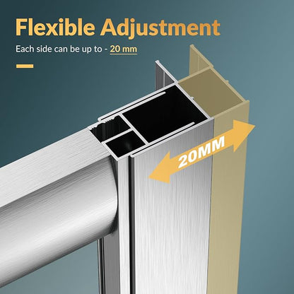 ELEGANT Corner Shower Enclosure 34'' D. x 34'' W. x 72'' H., Double Sliding Shower Door with 2 Stationary Panels, Shower Enclosure with 1/4'' Clear Glass, Brushed Nickel