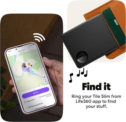 Life360 Tile Starter Pack - Bluetooth Trackers and Item Finders for Keys, Wallets & More. Both iOS and Android Compatible. Phone Finder. 2-Pack (Black Mate/Slim)