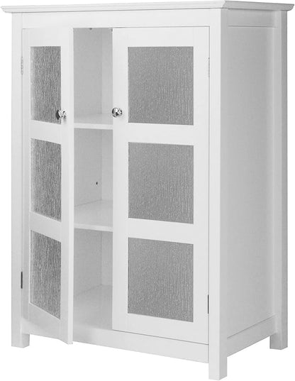 Elegant Home Fashions Connor Floor Cabinet with 2 Glass Doors | Adjustable Shelf