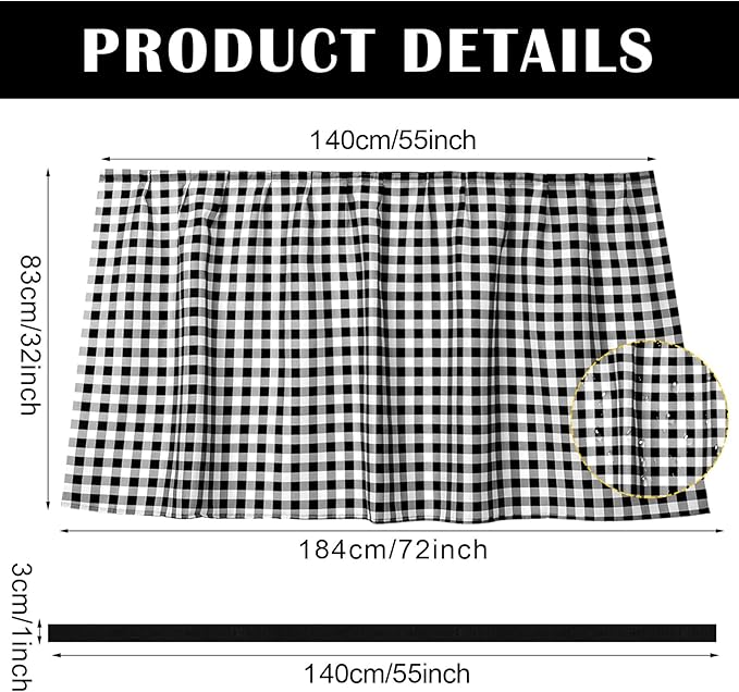 Fabric Sink Skirt Diamond Bathroom Stitch Self Stick Adhesive Waterproof Fabric Under Sink Curtain Skirt 55 x 32 Inch Adds Bathroom Storage(Black and White,Classic Style)