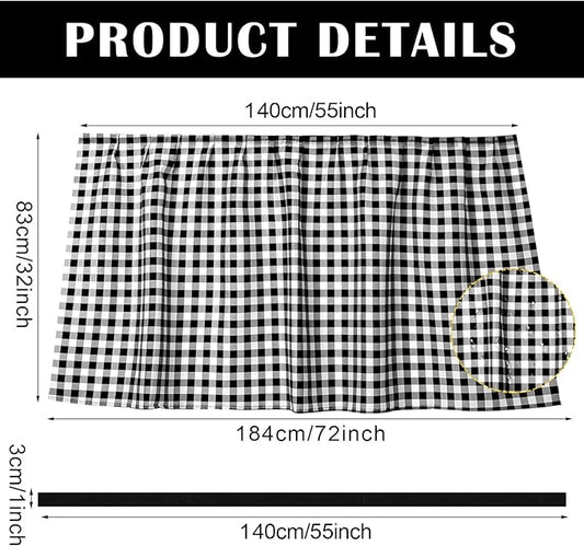 Fabric Sink Skirt Diamond Bathroom Stitch Self Stick Adhesive Waterproof Fabric Under Sink Curtain Skirt 55 x 32 Inch Adds Bathroom Storage(Black and White,Classic Style)