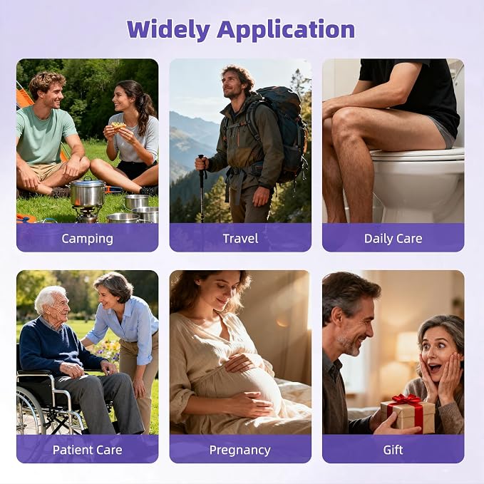 Hibbent Portable Bidet for Travel, High Pressure Electric Handheld Bidet Sprayer, 350-550ML Expandable Bottle for Personal Hygiene, USB-C Rechargeable Waterproof Sprayer for Women & Men, Purple