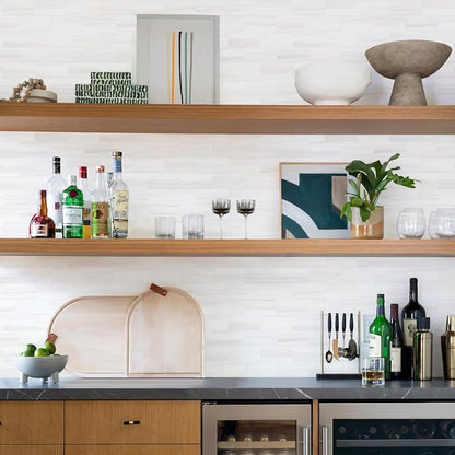 STICKGOO 10-Sheet Peel and Stick Backsplash on Subway Tile, Dolomite White | PVC Self Adhesive Kitchen Backsplash, Seamless, Wateproof, Stick on Tiles for Kitchen, Bathroom, RV