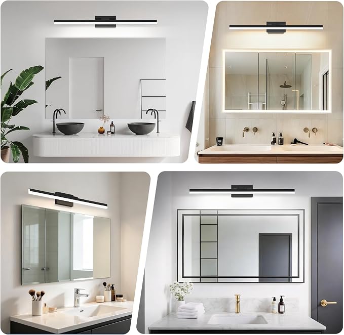 IZORRO Modern Bathroom Vanity Light 48 inch, Rotatable, 36W Dimmable Led Bathroom Light Fixture Over Mirror, Black Vanity Light Bar (5 Color Temperature)