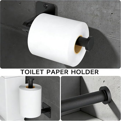 Black Hand Towel Bar for Bathroom Wall, Towel Rack 304 Stainless Steel, Toilet Paper Holder Wall Mount, Tissue Holder for Home Decor