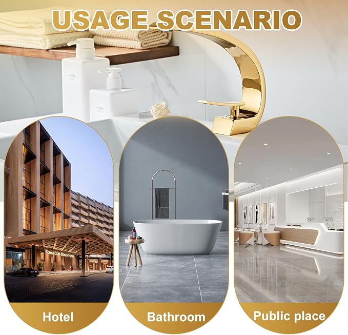 Shiny Polished Gold Bathroom Sink Faucet, Unique Design and Pop Up Drain