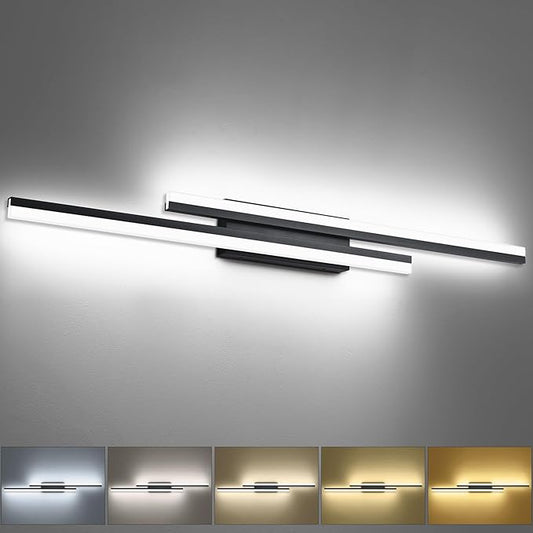 PRESDE 48 Inch Bathroom Light Fixtures Black Vanity Light Bar LED Modern Bath Lighting Over Mirror 5CCT