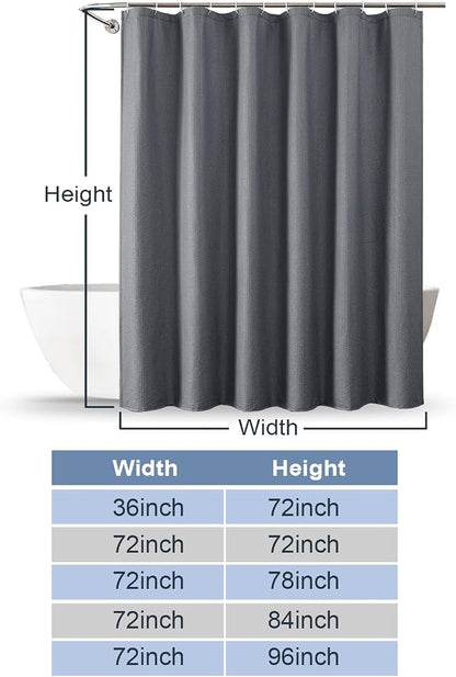 Grey Shower Curtain for Bathroom 84 Inches Eatra Long, Elegant 3D Embossed Textured Cloth Waffle Shower Curtain, Modern Luxury Hotel Style, Water Repellent, Machine Washable, 72X84, Grey
