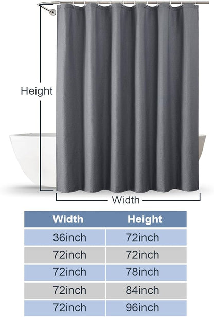OWENIE Grey Shower Curtain for Bathroom 84 Inches Eatra Long, Elegant 3D Embossed Textured Cloth Waffle Shower Curtain, Modern Luxury Hotel Style, Water Repellent, Machine Washable, 72X84, Grey