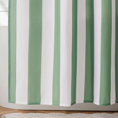 Ohocut Vertical Striped Shower Curtain, Cute Retro Vintage Stripe Bow Bathroom Shower Curtain, Waterproof Polyester Fabric Modern Bath Curtain for Bathroom 72x72 Inches Sage Green
