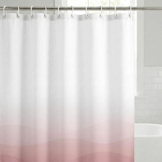 Americanflat 71x74 Wave Pink Ombre Shower Curtain - Water-Resistant Long Shower Curtain with Durable Grommets and 12 Hooks - 100% Polyester
