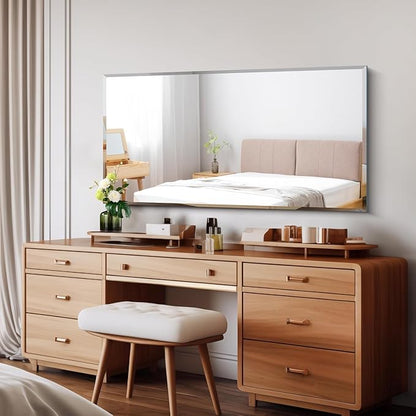 CILIBER Beveled Mirror, 24x48 Large Frameless Bathroom Mirrors for Wall, 3mm Tempered Glass Rectangle Vanity Mirror with Beveled Edge, Crystal-Clear, Hangs Horizontally or Vertically