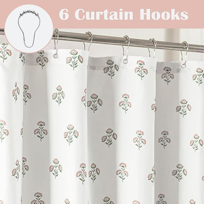 Stall Small Shower Curtain 36x72 for RV,Boho Pink Floral Waterproof Fabric Half Size Narrow Shower Curtains for Dorm Camper
