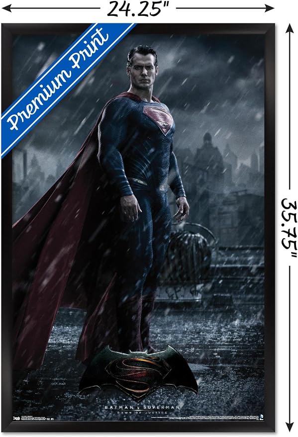 Trends International DC Comics Movie - Batman v Superman - Superman Wall Poster, 22.375" x 34", Black Framed Version