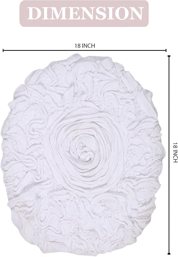 Home Weavers Bell Flower Toilet Lid Cover – 18"x18", 100% Cotton Tufted, Soft & Absorbent, Non-Slip, Machine Washable Bathroom Seat Cover, White