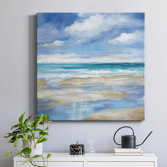 Renditions Gallery Washy Coast Wall Art, Premium Gallery Wrapped Canvas Decor, Ready to Hang, 32 in H x 32 in W, Made in America Print